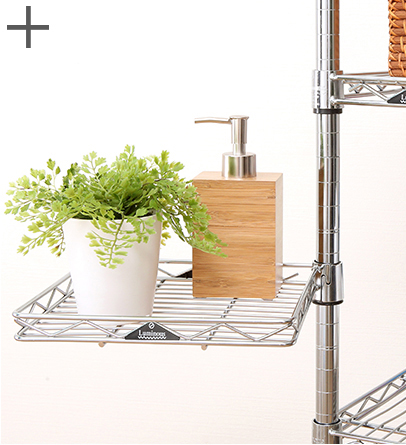 回転テーブルをスチールラックに追加