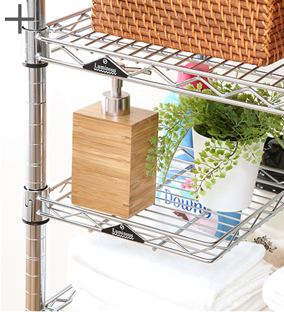 回転テーブルをスチールラックに追加