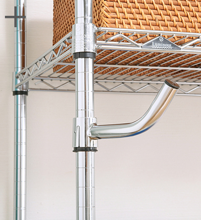 回転ポールフックをスチールラックに追加