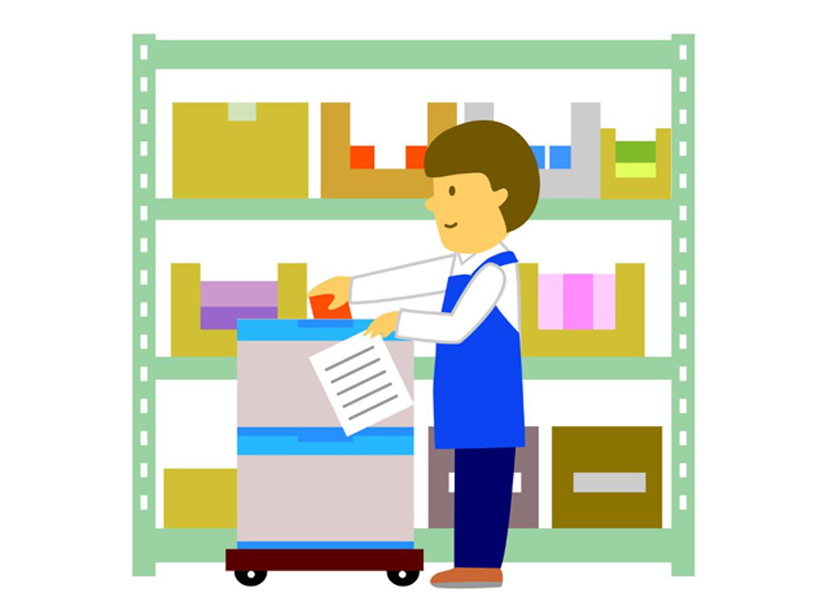 ピッキングカートを使用しているイラスト