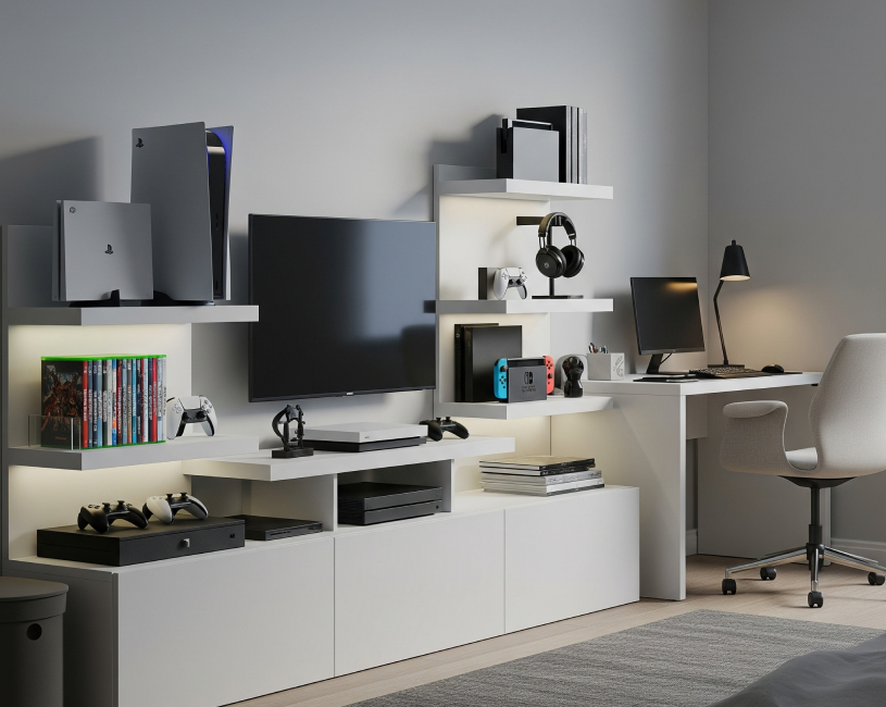 綺麗に収納されたゲーム機