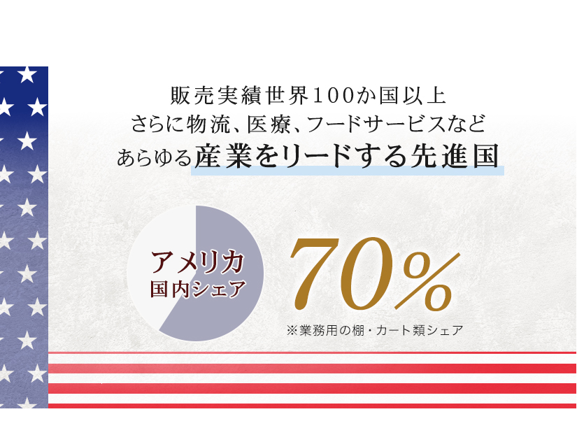 アメリカ国内シェア70％ 業務用ラック