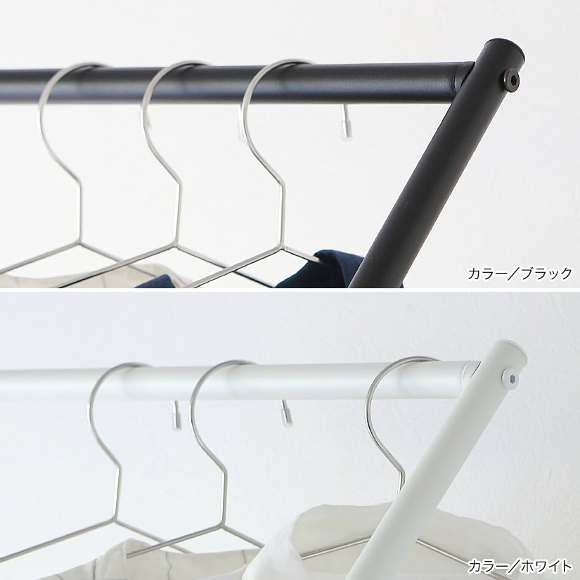<h2>マットなさらさらとした質感がポイント</h2><p>ハンガーラック全体は、マットな質感に統一。パウダーコーティング（粉体塗装）だから、さらっとした品のある質感に仕上がっています。</p>